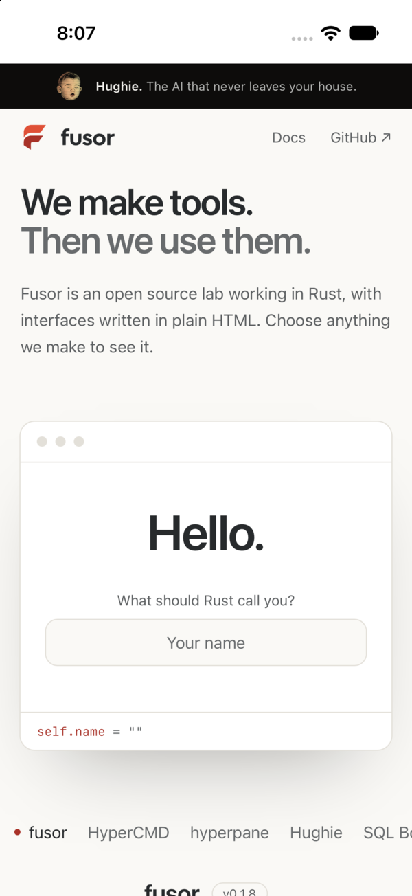This page running as an app in the iPhone simulator
